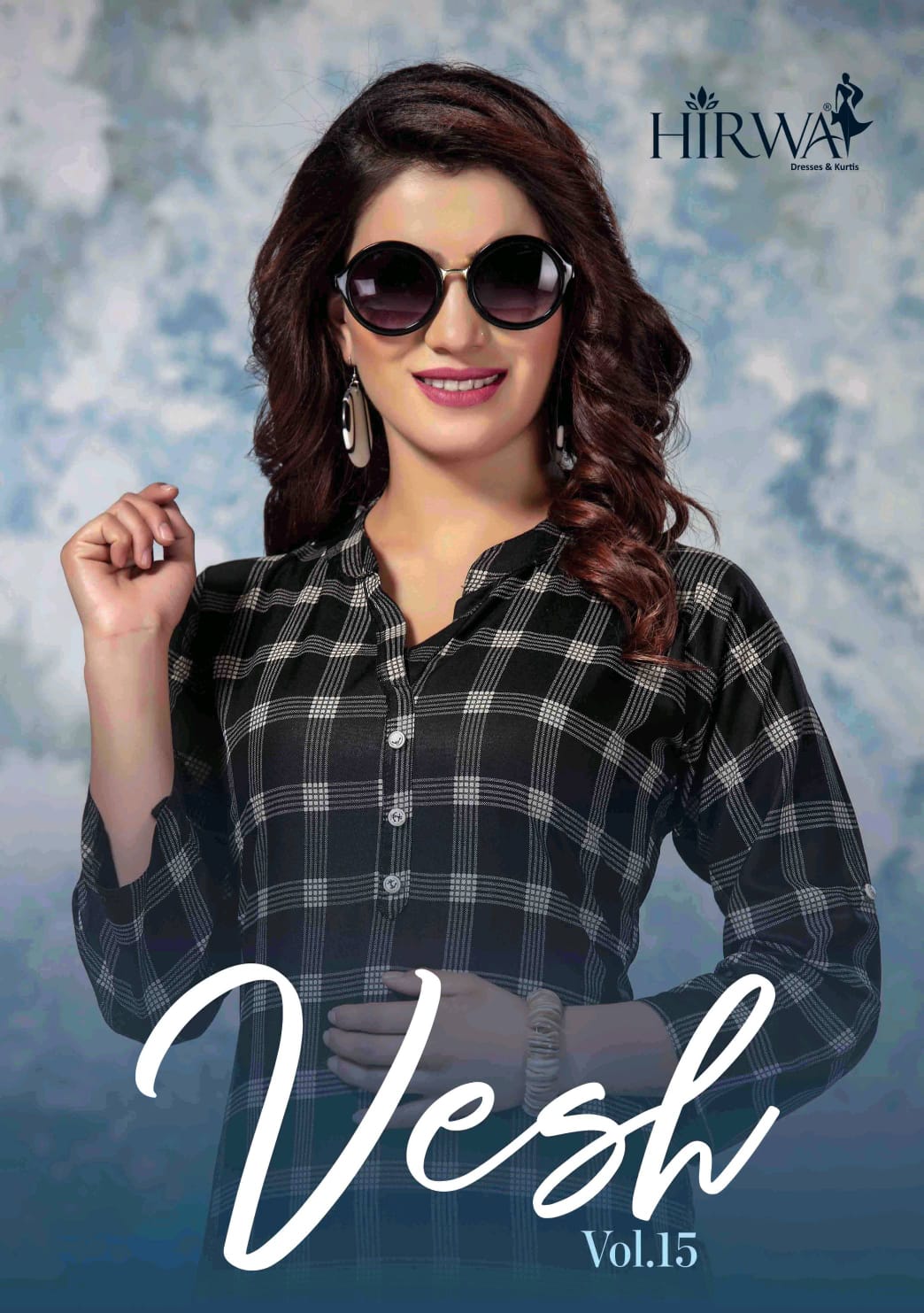 Hirwa Presents Vesh Vol 15 Rayon Print Blue And Black Special Kurti Collections