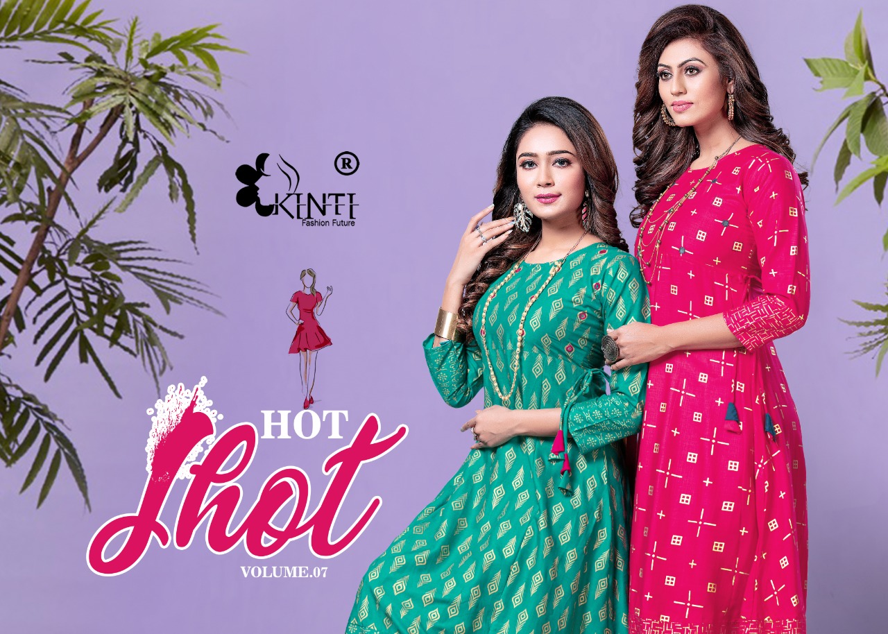 Hot Shot Vol 7 By Kinti Rayon Slub Latest Casual Wear Kurti At Lowest Rate