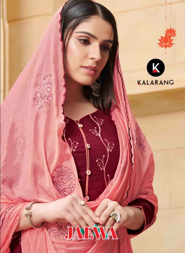 Jalwa By Kalarang Rayon Embroidery Formal Wear Dress Materials