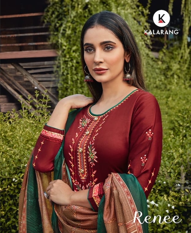 Kalarang Present Renee Jam Satin Embroidery Stylish Suit Designs