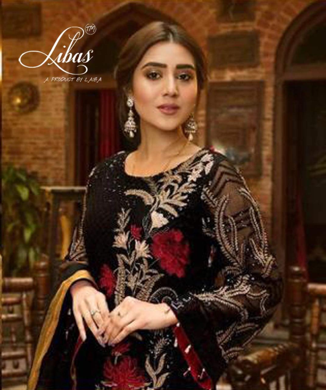 Laibas Presents Libas Lpc 11 Pure Georgette With Embroidery Work Designer Suits