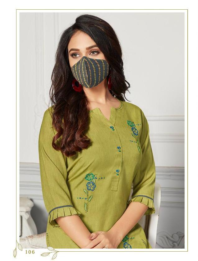 Lt Nitya Mehar Cotton Ethnic Kurti With Face Mask Fancy Stylish Collection Exporter