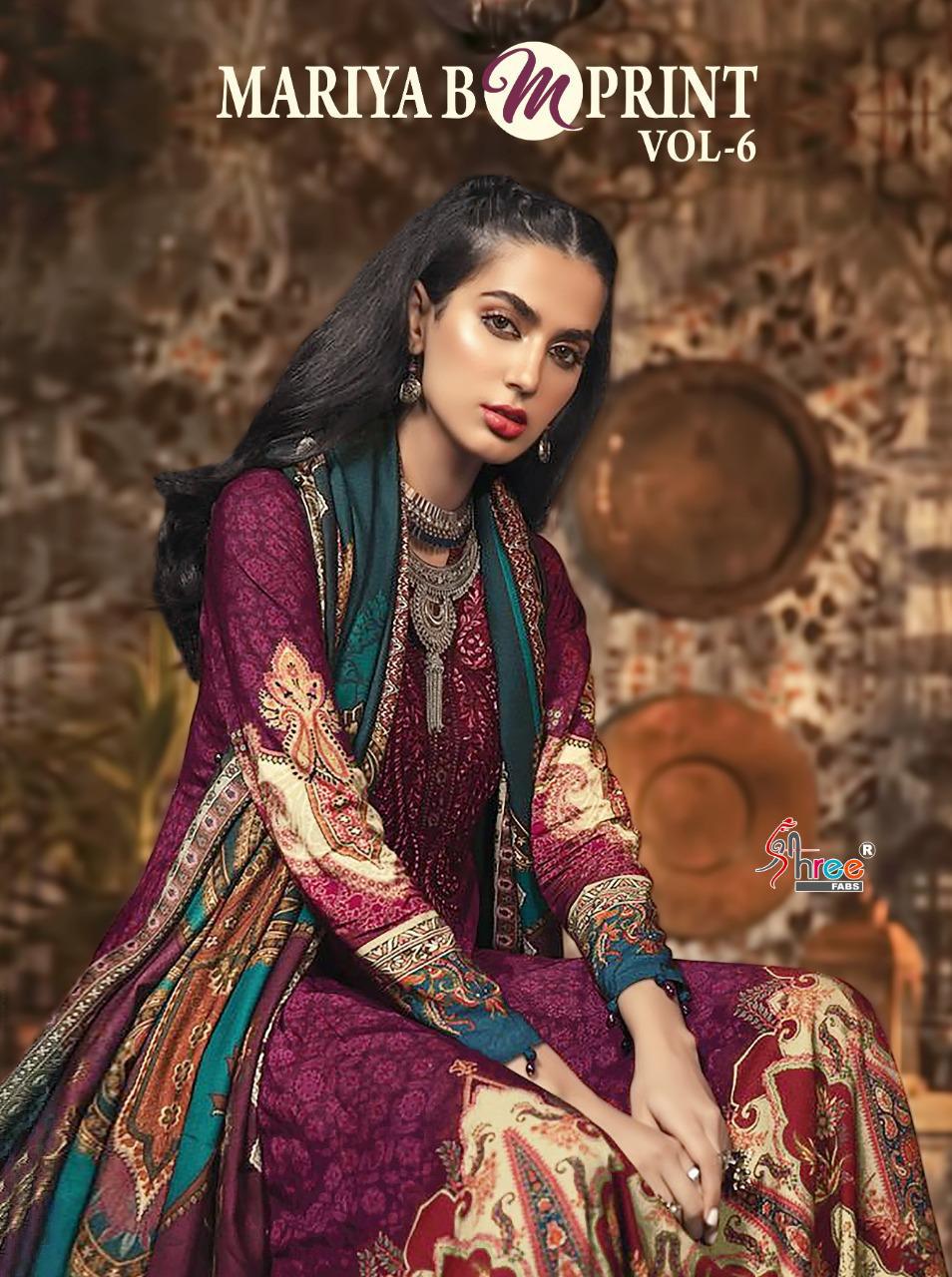 Maria B M Print Vol 6 By Shree Fab Heavy Jam Cotton Print Latest Salwar Kameez In India