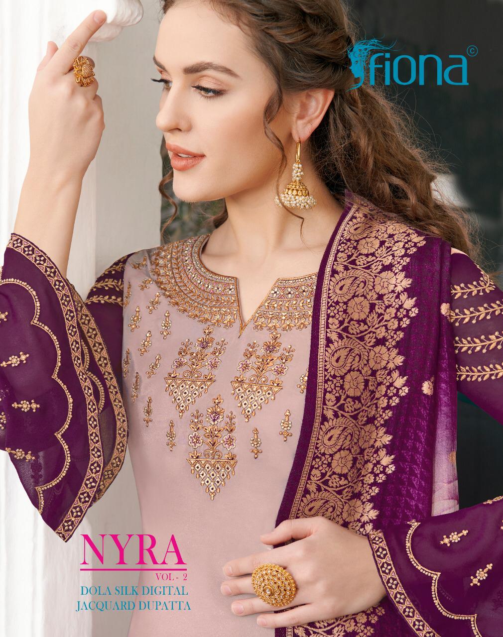 Nyra Vol 2 By Fiona Pure Silky Crape Designer Work Suits Collection