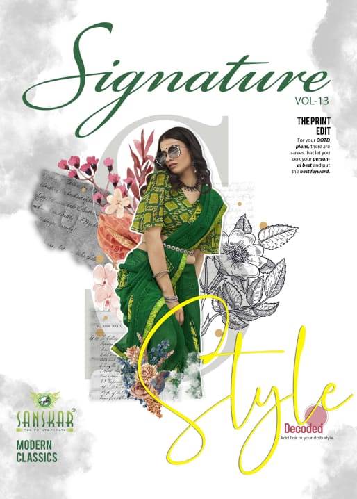 Sanskar Tex Prints Signature Vol 13 Casual Wear Synthetic Georgette Saree Wholesaler