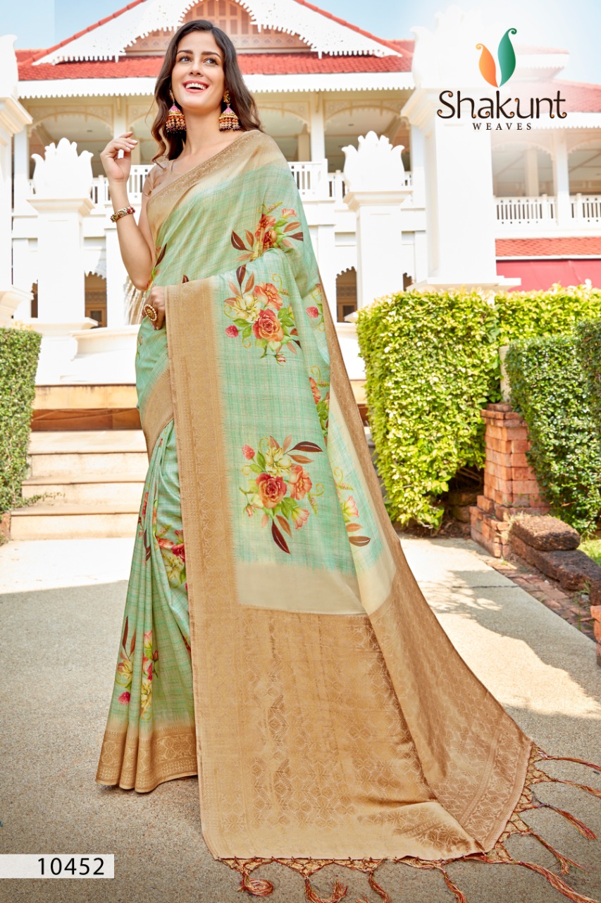 Shakunt Launch Delicate Silk Digital Print Heavy Look Saree Wholesale Price