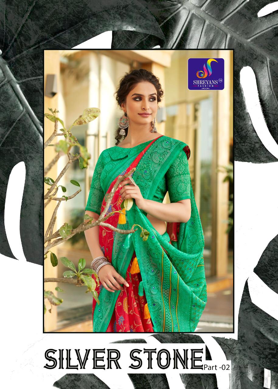 Shreyans Fashion Presenting Silver Stone Part 2 Fancy Synthetic Saree Exporter