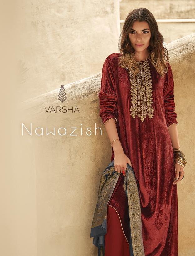 Varsha Fashions Nawazish Pure Velvet With Embroidery Heavy Stylish Salwar Suits Wholesaler