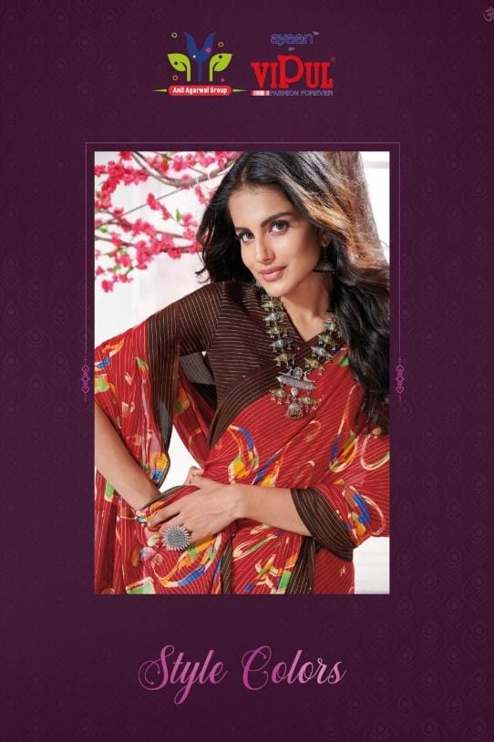 Vipul Present Style Colors Ethnic Wear Fancy Saree Online Supplier