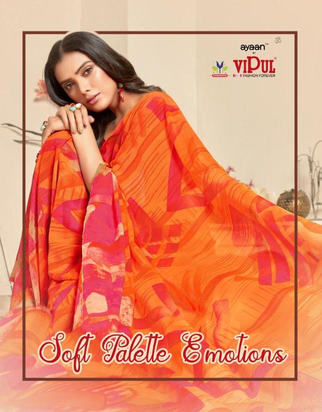 Vipul Soft Palette Emotions Fancy Georgette Casual Wear Synthetic Saree Catalogs Seller