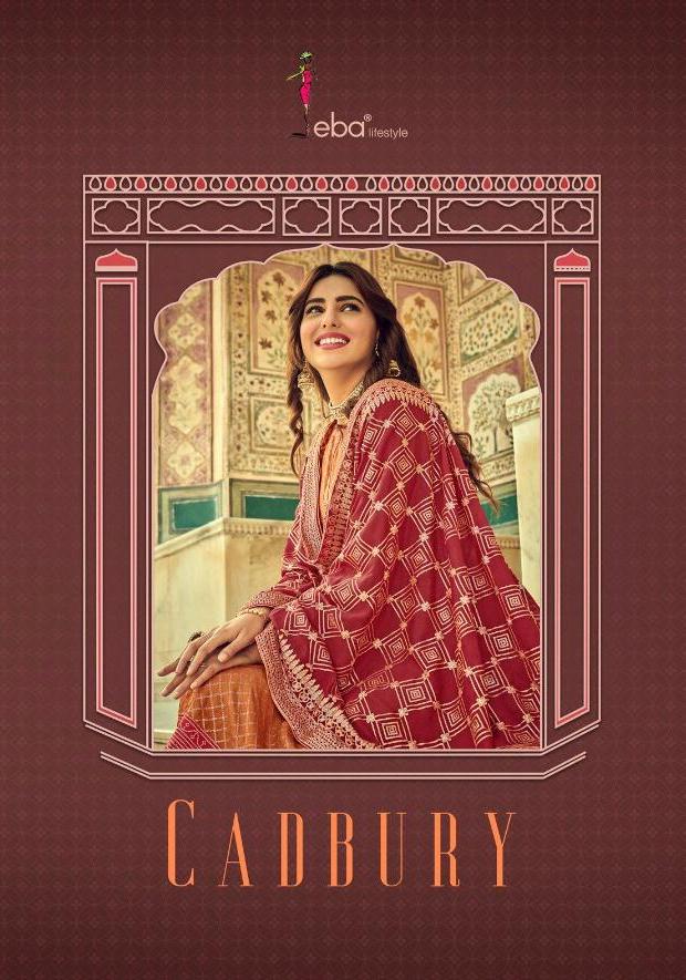 Eba Lifestyle Cadbury Pure Viscose Upada Silk With Heavy Embroidery Work Salwar Suits