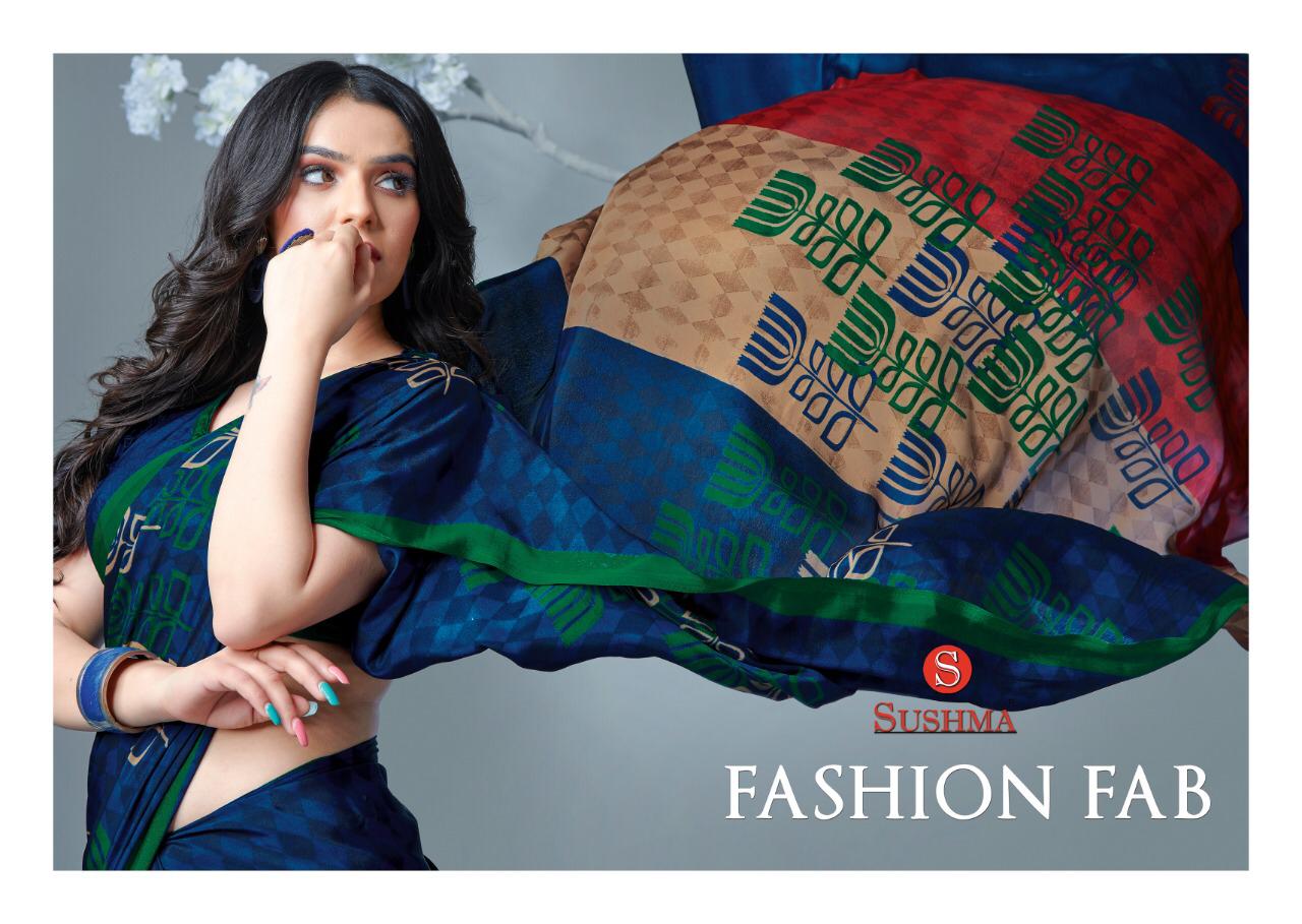 Fashion Fab By Sushma New Design Print Synthetic Crape Saree Catalogs Wholesaler