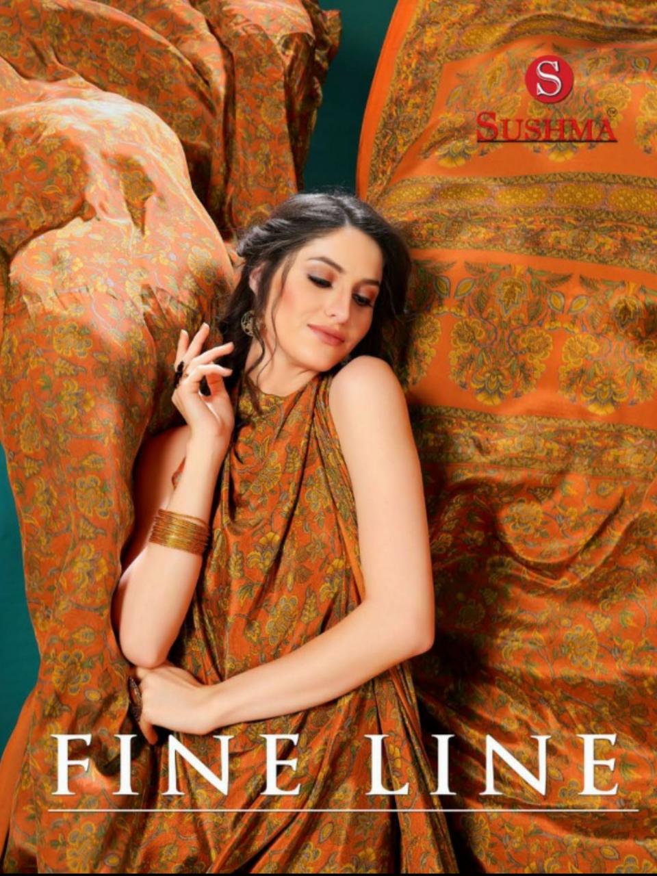 Fine Line By Sushma Crape Printed Fancy Saree Online Supplier