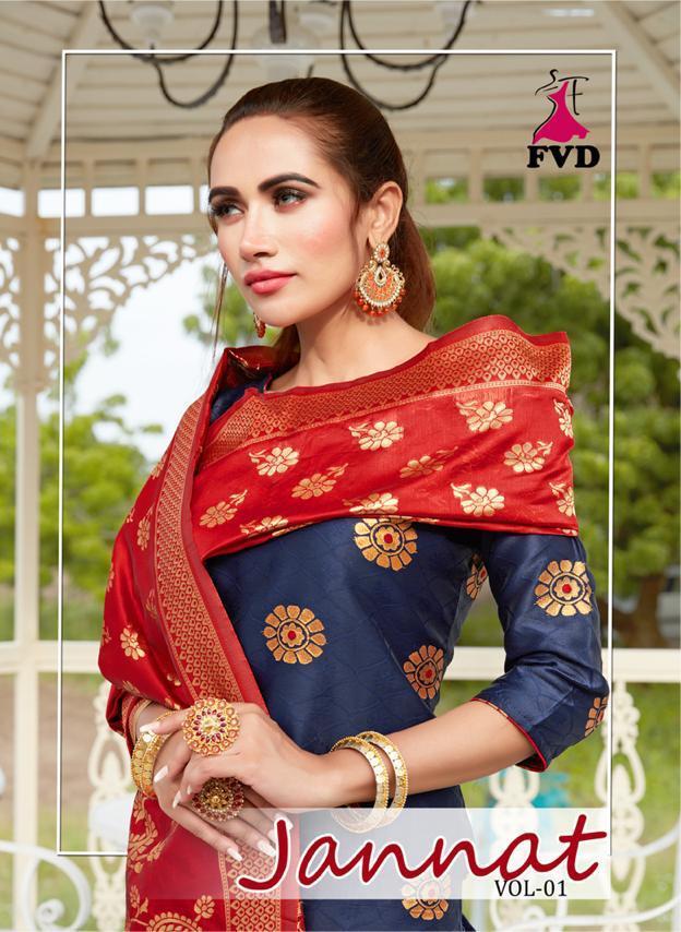 Fvd Launching Jannat Vol 1 Banarasi Jacquard Readymade Designer Festival Wear Suits