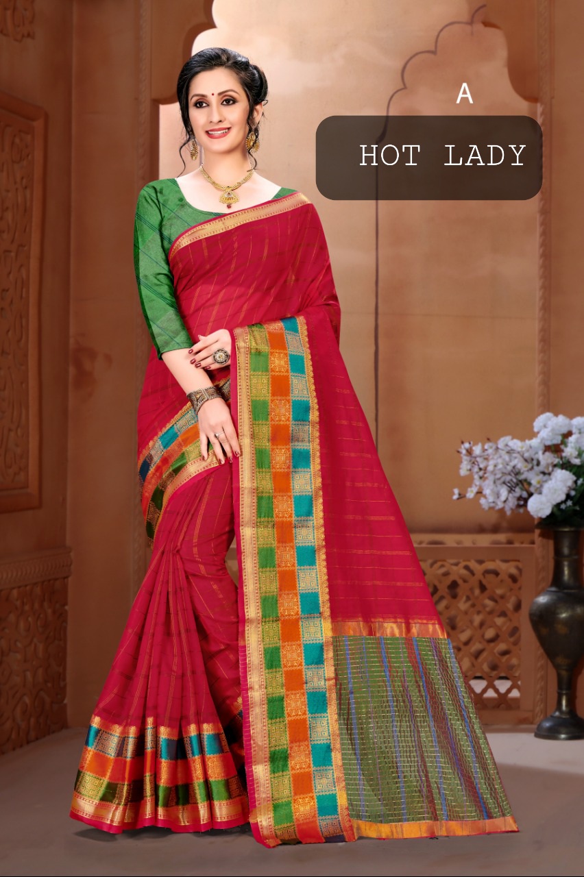 Hot Lady By Ranjna Saree Sift Cotton Checks Pattern Excellent Saree Catalogs