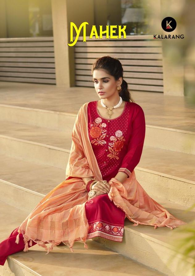 Kalarang Launch Mahek Jam Silk Cotton Embroidery Work Salwar Suits At Wholesale Price