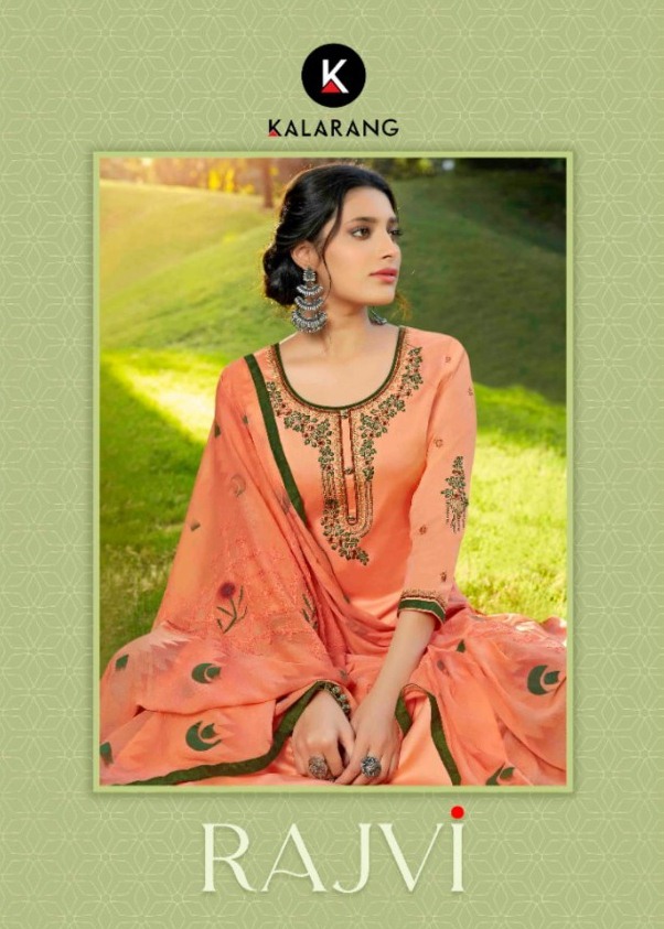 Kalarang Launching Rajvi Jam Silk Cotton Embroidery Work Salwar Kameez In Surat