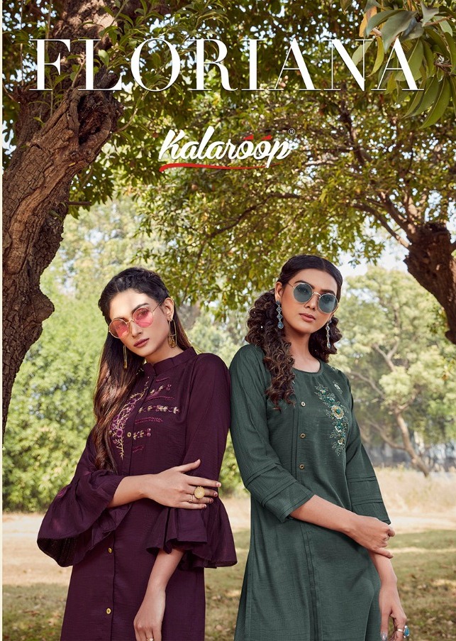 Kalaroop Presents Floriana Silk With Fancy Work Kurti With Pant Special For Girls Collections