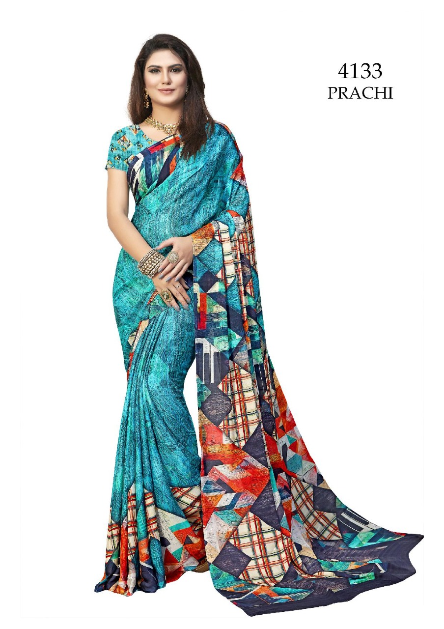 Kessi Prachi Georgette Digital Printed Beautiful Designs Saris Supplier In Surat