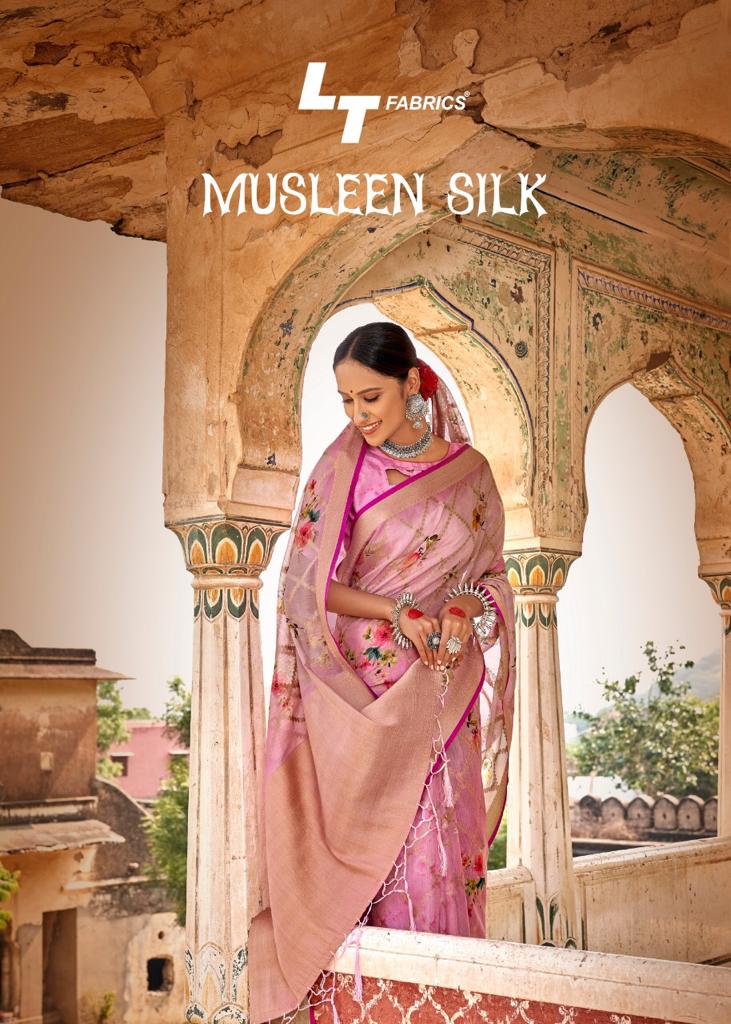 Lt Fashion Musleen Silk Digital Print Branded Muslin Silk Saree Wholesale Price