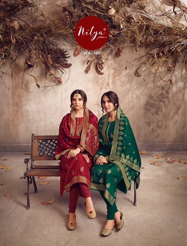 Lt Nitya Launch Vol 160 Dolla Jacquard With Handwork Festival Wear Designer Suits