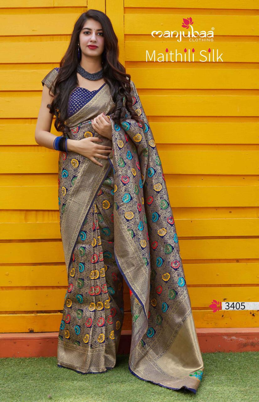 Manjuba Maithili Silk 3401-3410 Series Gorgeous Silk Designer Saree