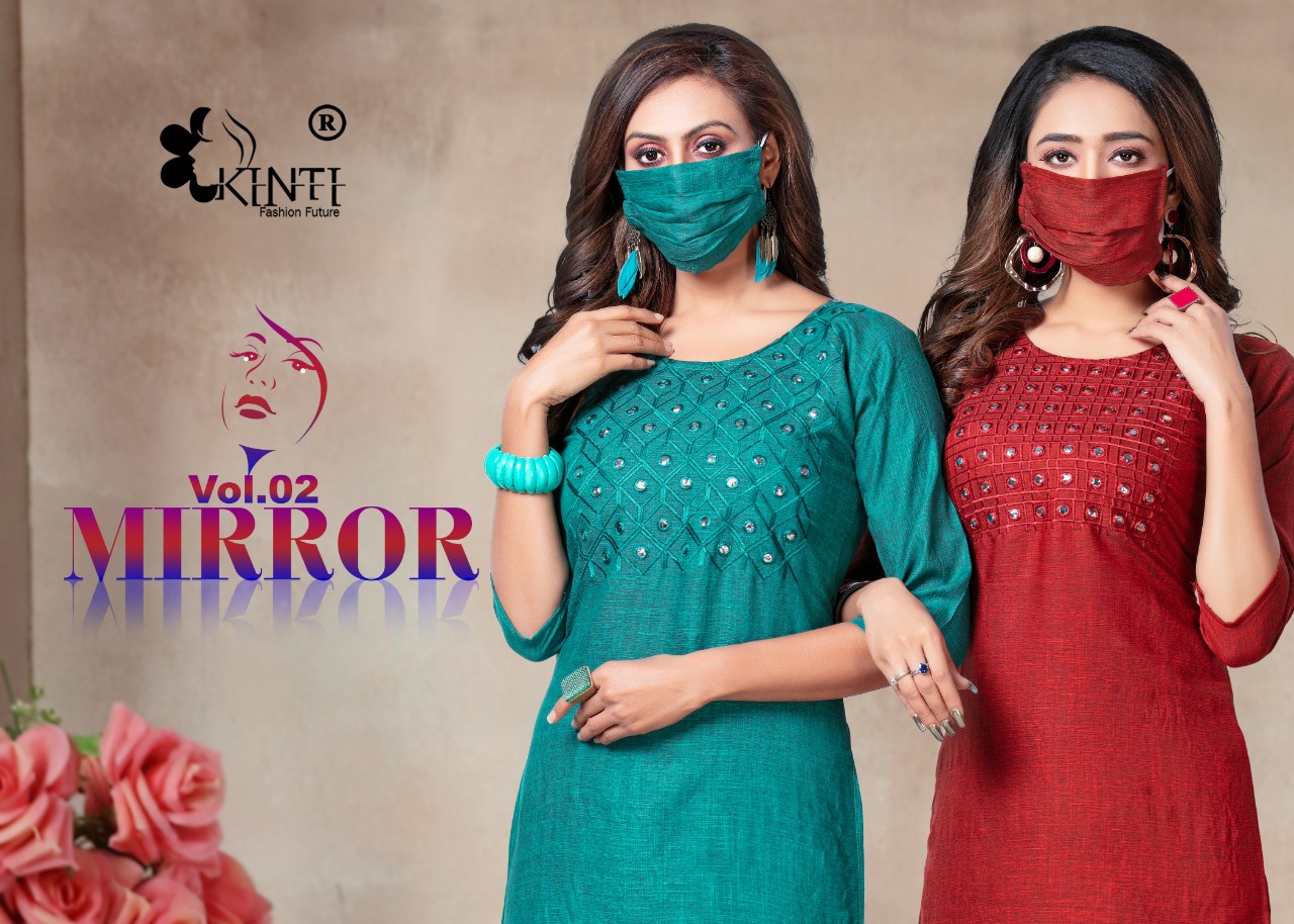 Mirror Vol 2 By Kinti Rayon Casual Wear Kurti With Matching Free Mask Trader