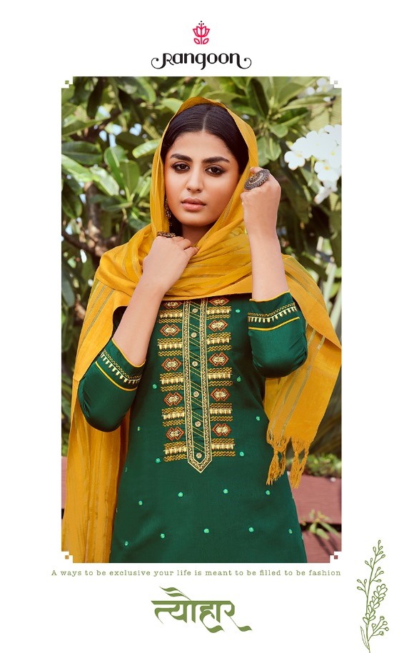 Rangoon Tyohaar Jam Silk With Embroidery Work Readymade Suit At Affordable Price