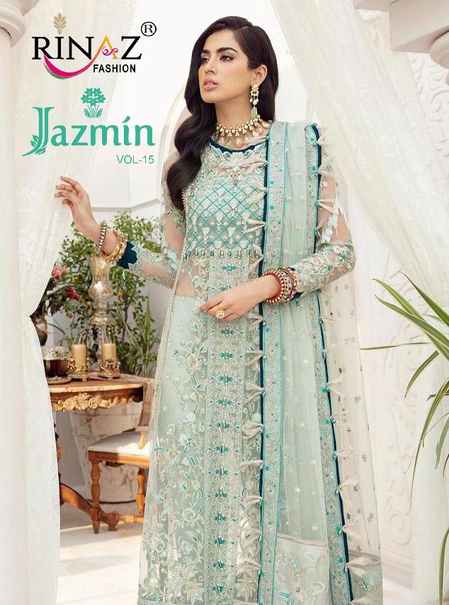 Rinaz Fashion Jazmin Vol 15 Butterfly Net With Embroidery Work Pakistani Suits Concept Trader