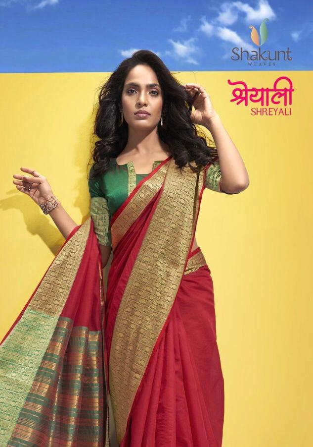 Shreyali By Shakunt Classy Look Stylish Cotton Weaving Saree Online Exporter