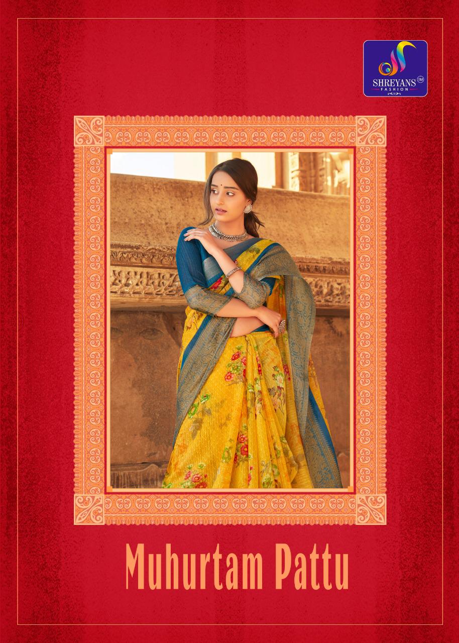 Shreyans Fashion Launch Muhurtam Pattu Casual Wear Cotton Base Saree Catalogs Seller