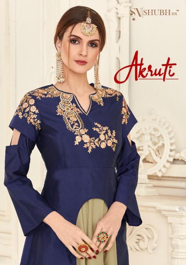 Shubh Nx Launch Aakruti Soft Silk Long Designer Party Wear Kurti In Surat Textile Market