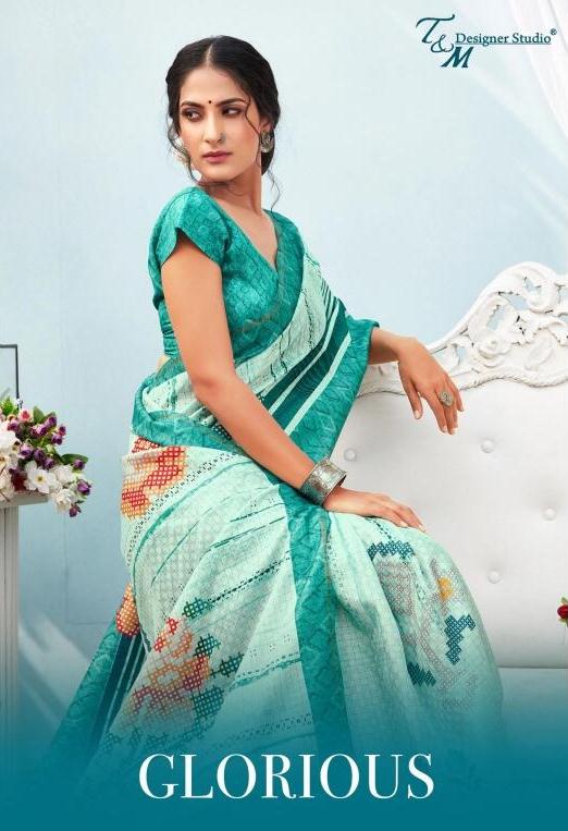 T And M Launch Glorious Polyester Zari Checks New Design Print Saree Catalogs Trader