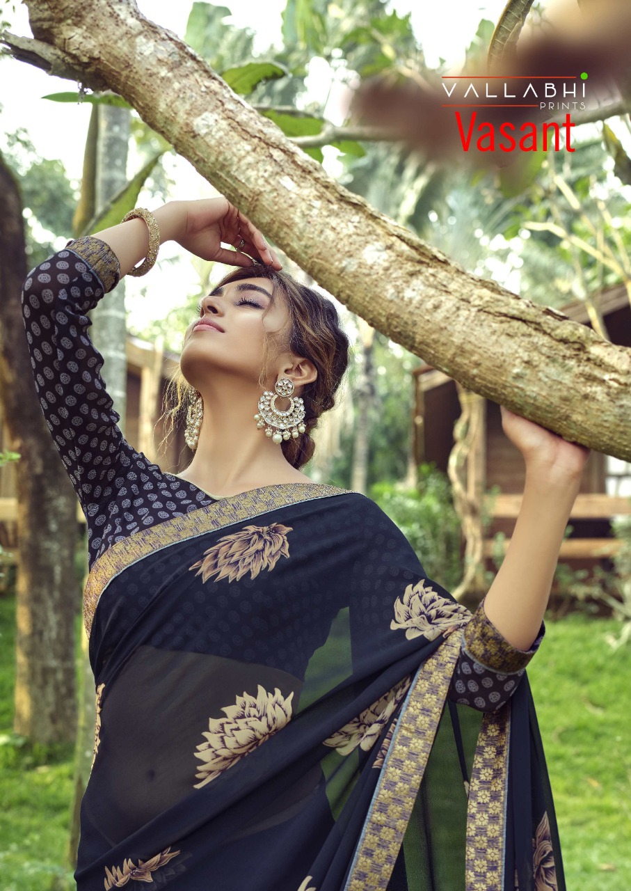 Vallabhi Presents Vasant Casual Wear Synthetic Georgette Print Saree Wholesaler