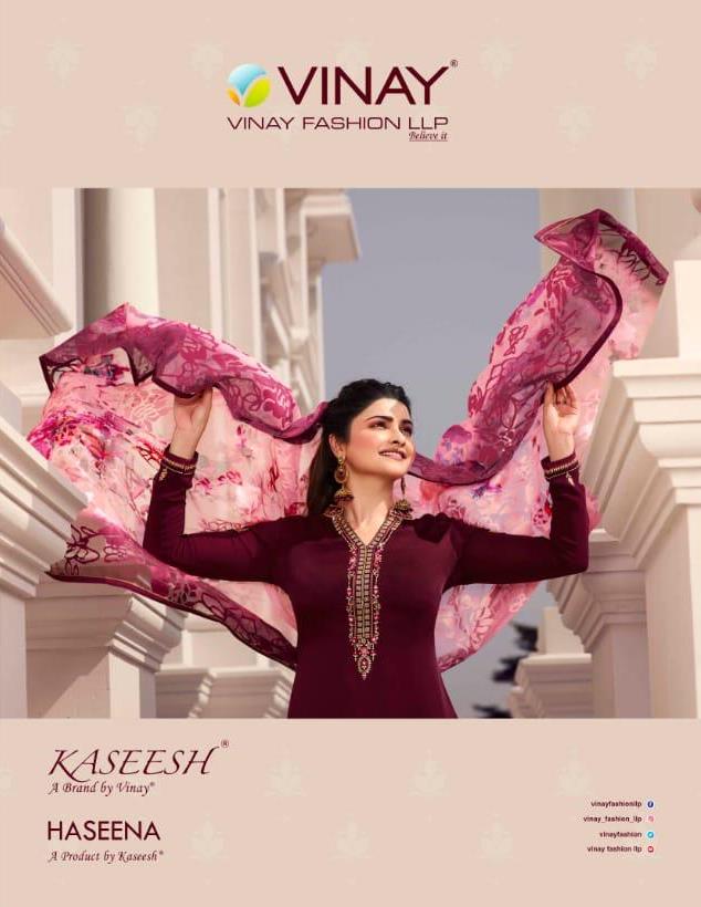 Vinay Fashion Haseena Tusser Satin Embroidered Printed Designer Salwar Suits