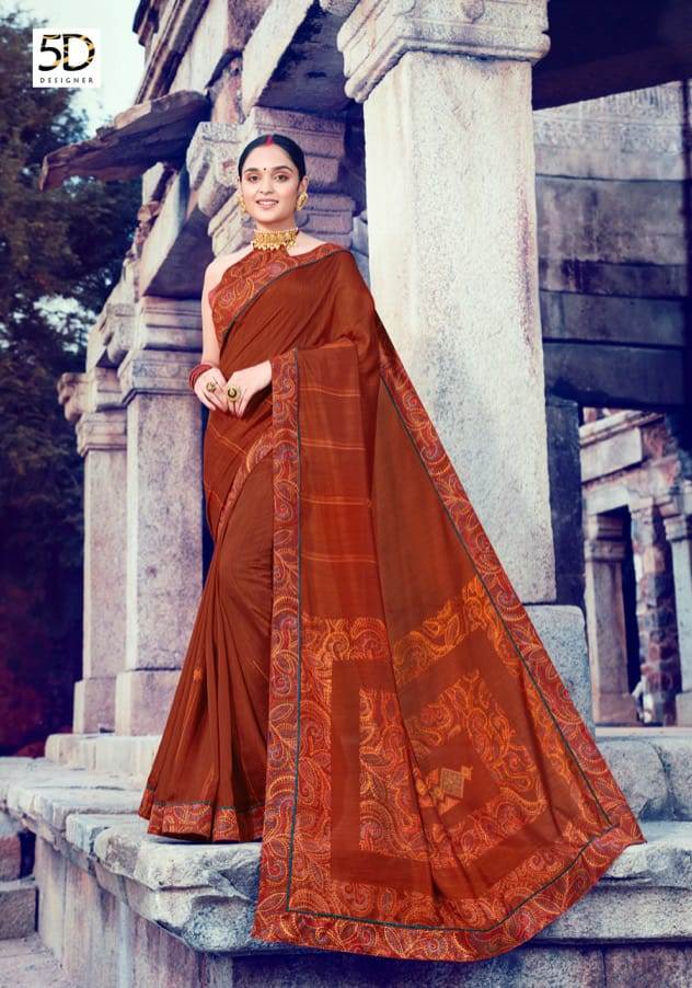 5d Designer Launch Navya Vichitra Silk Print Casual Wear Saree At Wholesale Price