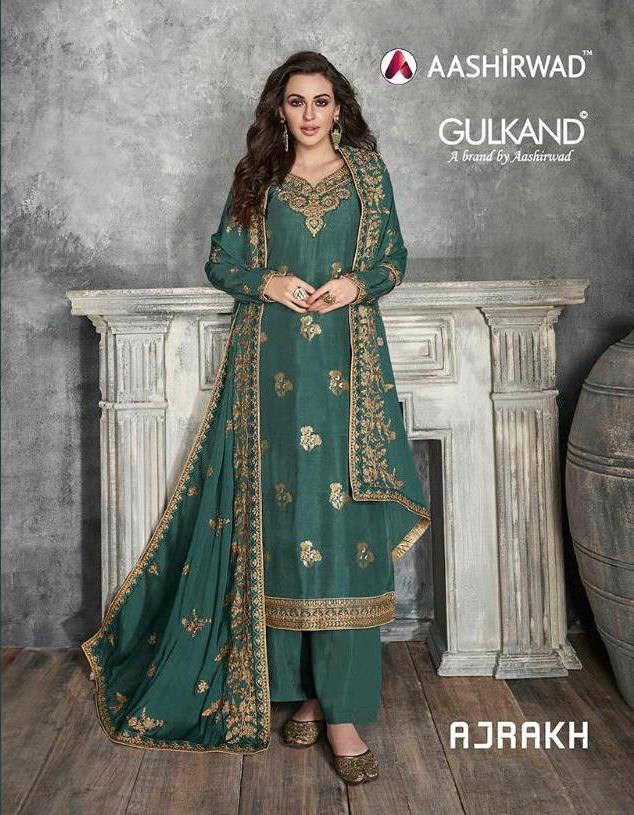 Ajrakh By Aashirwad Dolla Silk Ethnic Stylish Fancy Suits Designs Of 2021 Collection