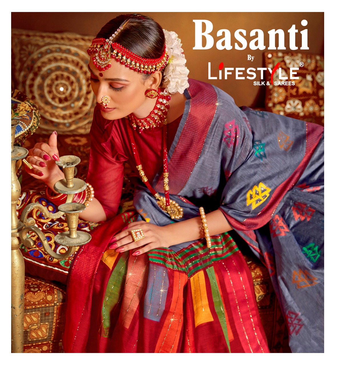 Basanti By Lifestyle Glamours Look Designer Chanderi Rich Look Stylish Saree