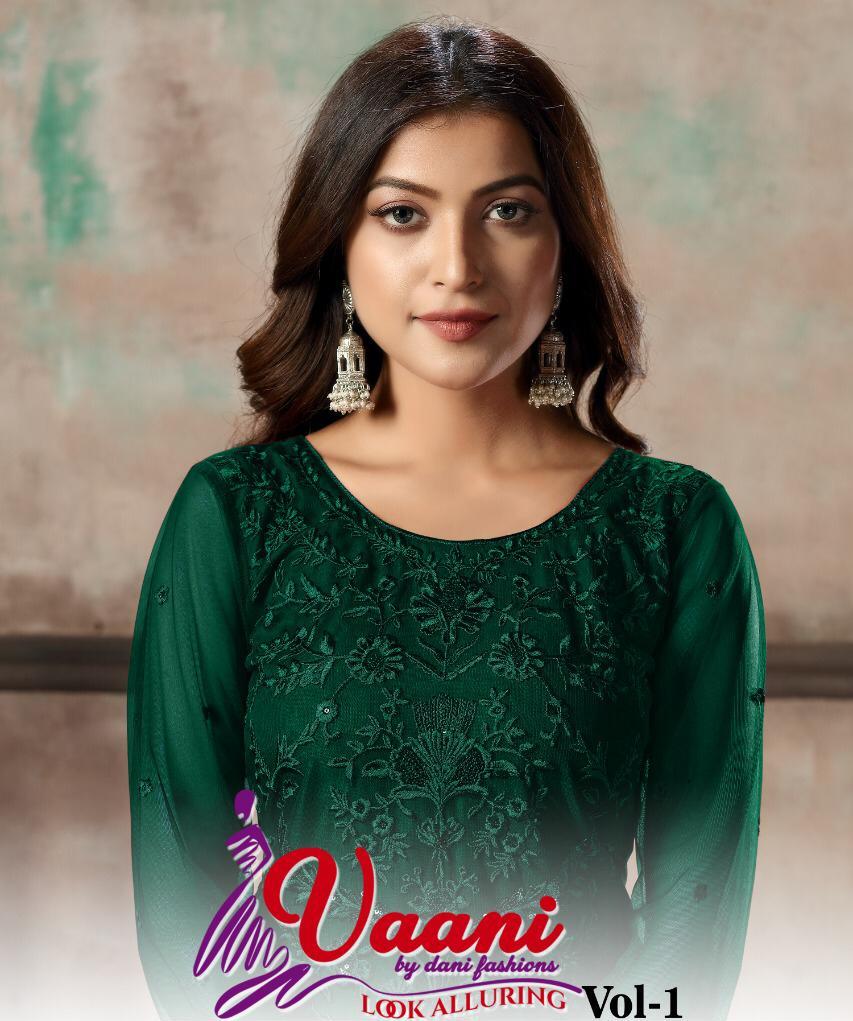 Dani Launch Arrival Vaani Net Vol 1 Net With Heavy Work Party Wear Salwar Suits Wholesaler