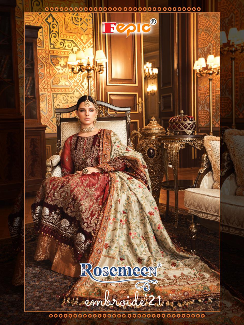 Fepic Rosemeen Embroide 21 Latest Net Organza Pakistani Suits Concepat Party Wear Collections