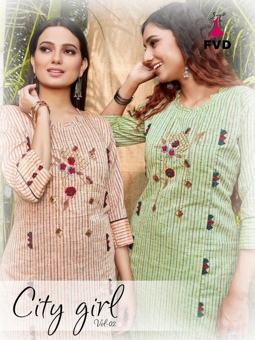 Fvd Present City Girl Vol 2 Cotton Khatli Work Exclusive Party Wear Kurti With Sharara