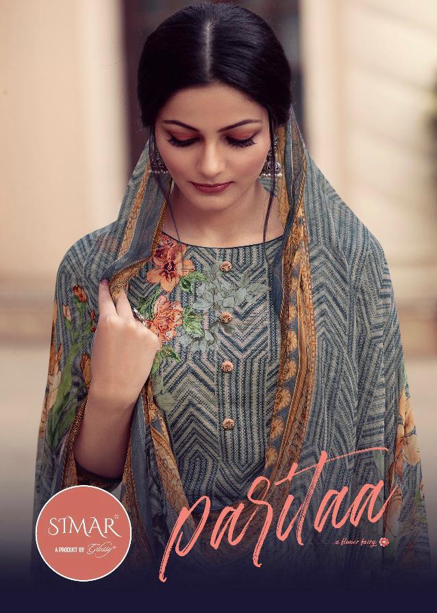 Glossy Simar Launch Paritaa Pure Jam Satin Digital Prints Salwar Kameez In Surat Market