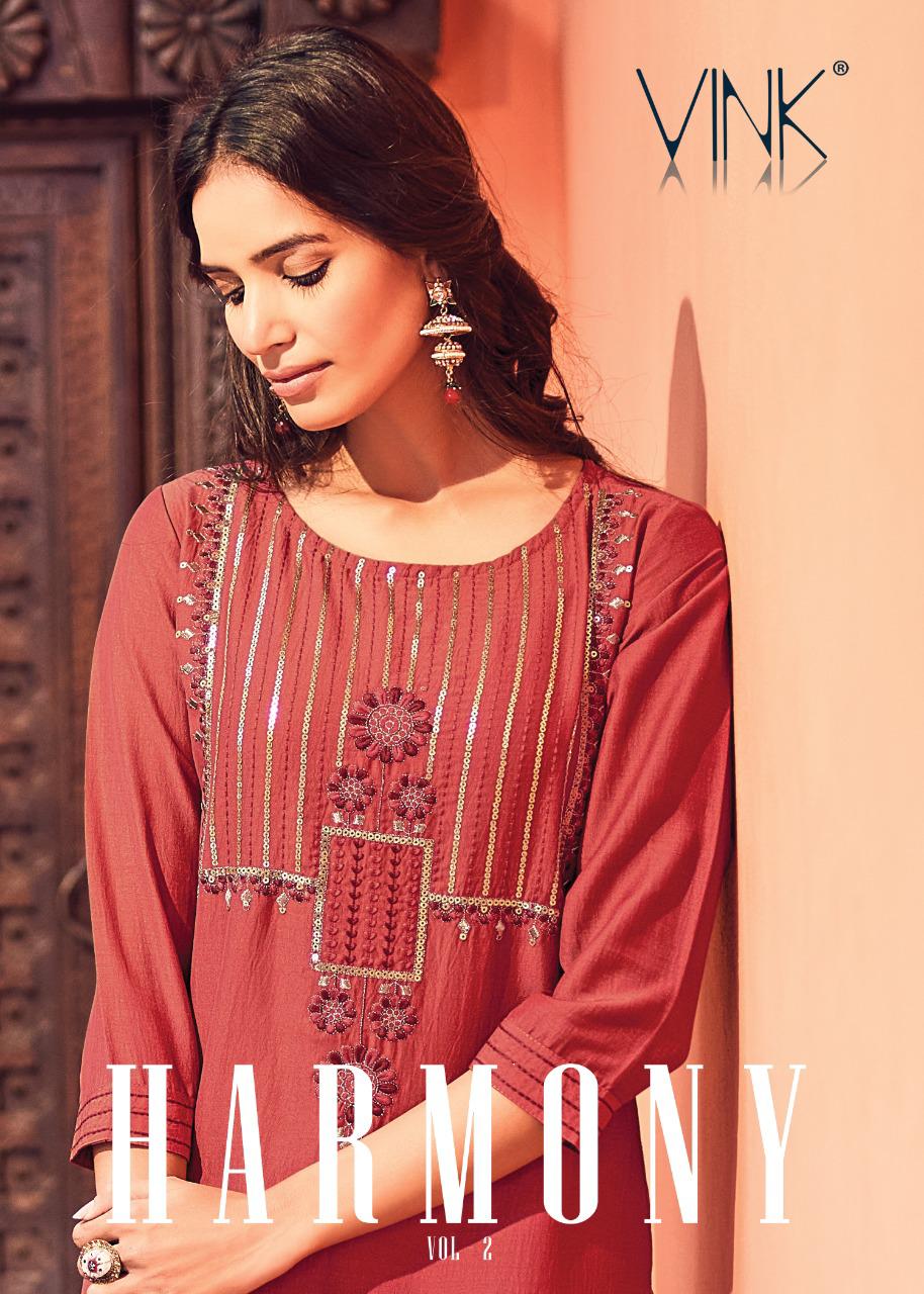 Harmony Vol 2 By Vink Viscose Silk Kurta With Muslin Plazzo And Dupatta Readymade Collection