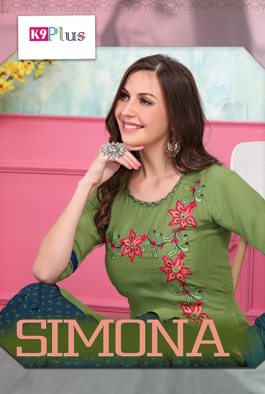 K9 Plus Launch Simona Rayon With Embroidery Work Readymade Long Kurti Sharara Skirt With Dupatta