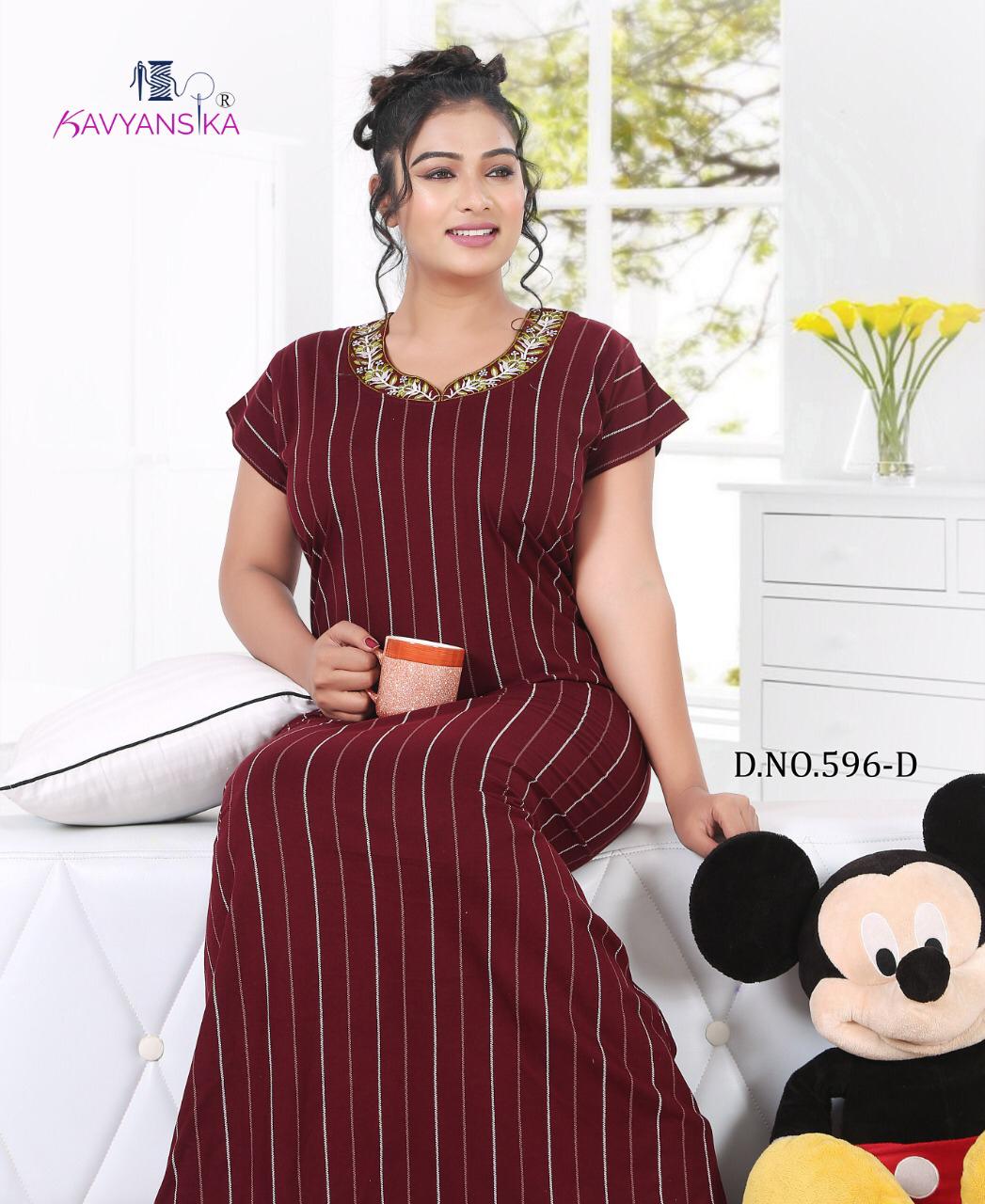 Kavansika Nighty Vol 596 Premium Hosiery With Print Work Design Nighties Catalogs