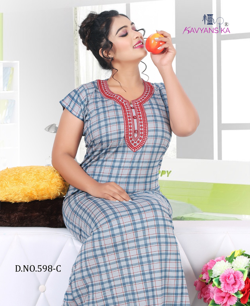 Kavyansika Vol 598 Premium Hosiery Nighty With Embroidery Collection