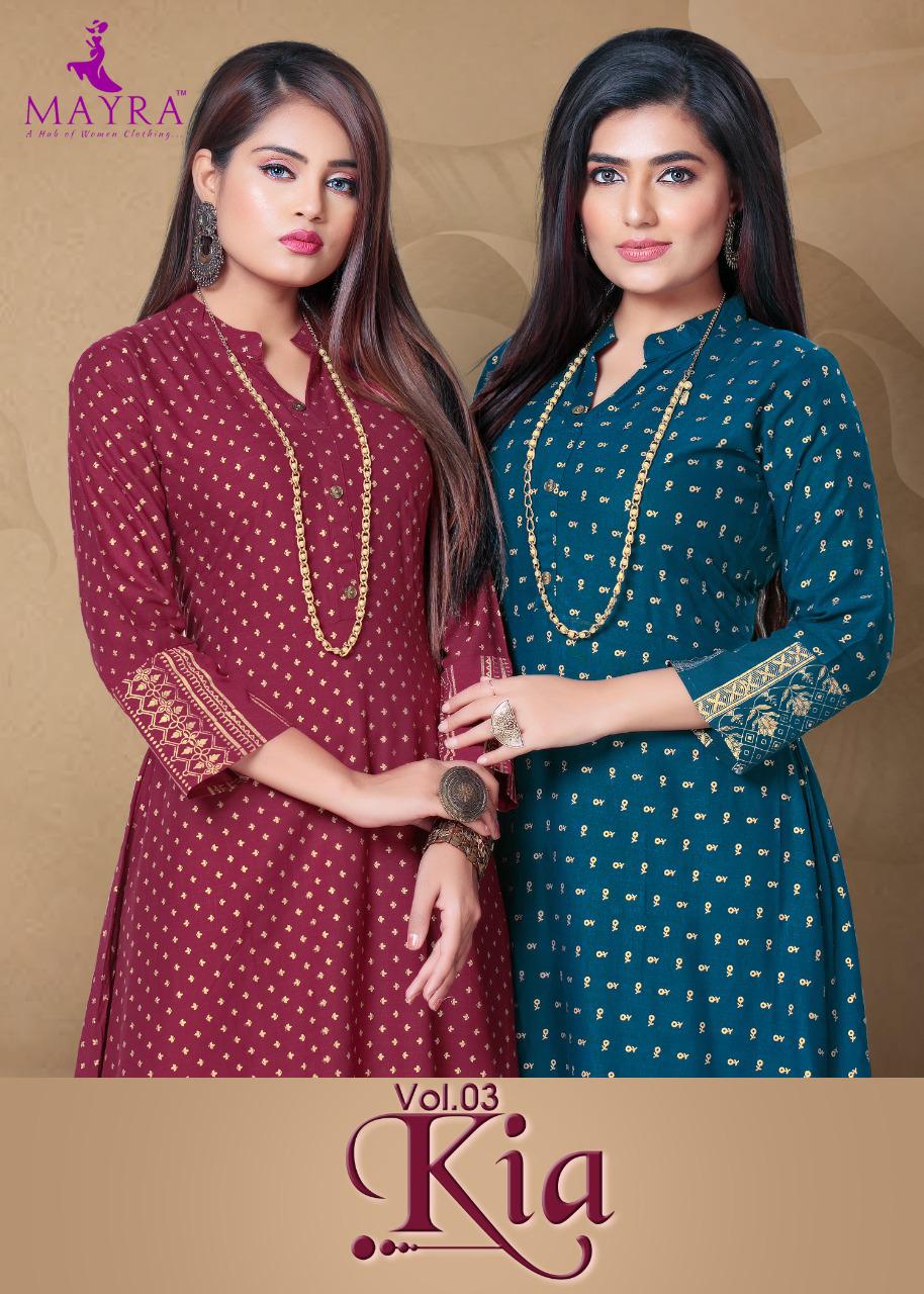 Kia Vol 3 By Mayra Rayon Slub Ankle Lenght Latest Good Looking Kurti Exporter