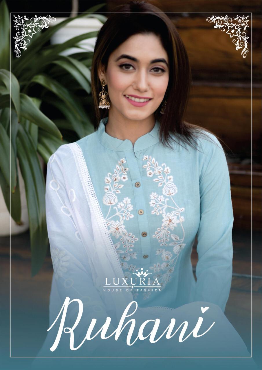 Luxuria Presents Ruhani Premium Rayon Slub Classy Look Kurti With Dupatta Catalogs Collections