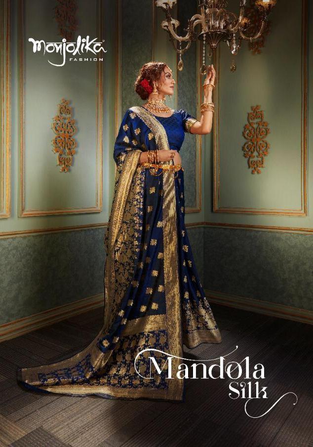 Monjolika Fashion Mandola Silk 3201-3204 Series Banarasi Silk Designer Wedding Wear Heavy Saree