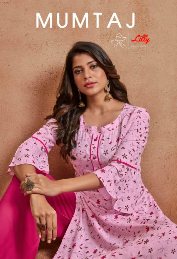 Mumtaz Plazzo By Lilly Style Of India Rayon Slub Print Casual Wear Kurti With Plazzo